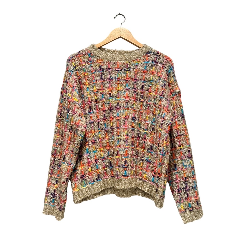 Strut & Bolt Colorful Festive Sweater Large NWT Rainbow Metallic Chunky Knit